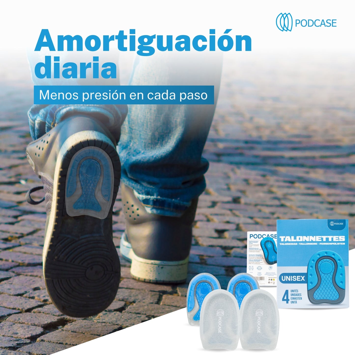 Taloneras Grises Unisex Para Fascitis Plantar y Espolón Calcaneo