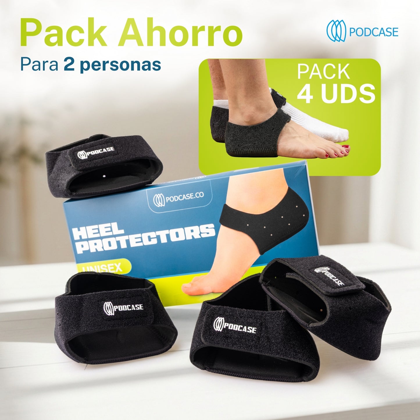 Pack de 4 Taloneras para Corregir la Fascitis Plantar y Espolón Calcaneo - Plantillas de Silicona para Hombre y Mujer - Pantilla de gel para espolones - Unisex
