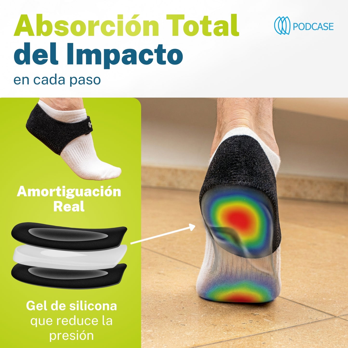 Pack de 4 Taloneras para Corregir la Fascitis Plantar y Espolón Calcaneo - Plantillas de Silicona para Hombre y Mujer - Pantilla de gel para espolones - Unisex