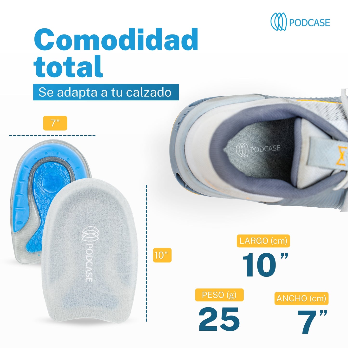 Taloneras Grises Unisex Para Fascitis Plantar y Espolón Calcaneo